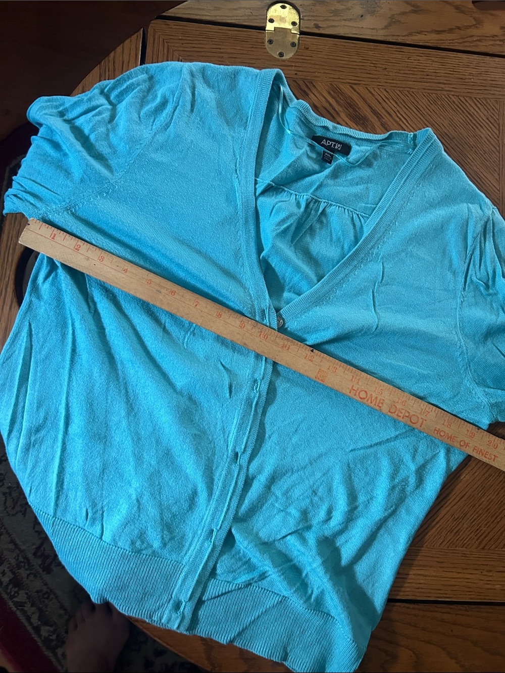 Turquoise Button-Front Cardigan Sweater - Picture 6 of 13